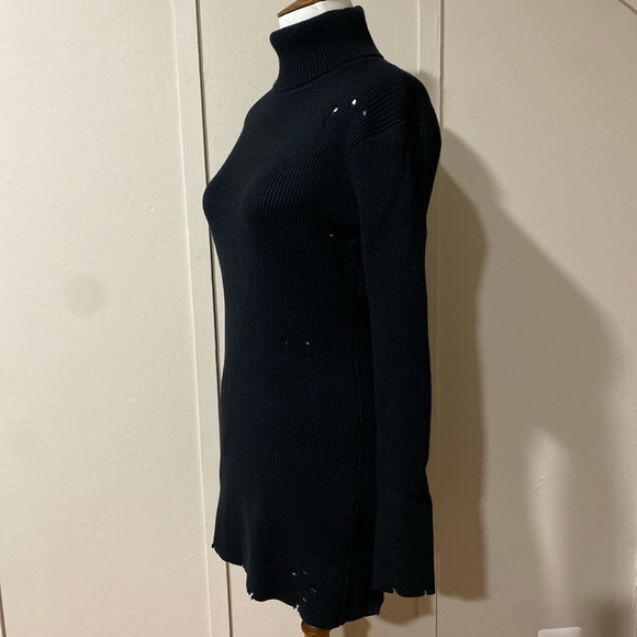 NWOT Dolls Kill Black Distressed Turtleneck Dress, Size Small - Picture 2 of 7